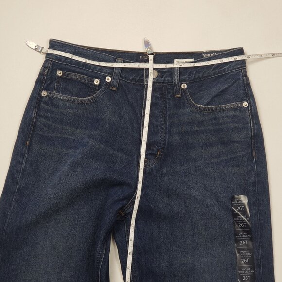 J.Crew Premium Edition Vintage Wide-Leg Jean Women 26T Drk Wash Denim Button Fly - Picture 3 of 12